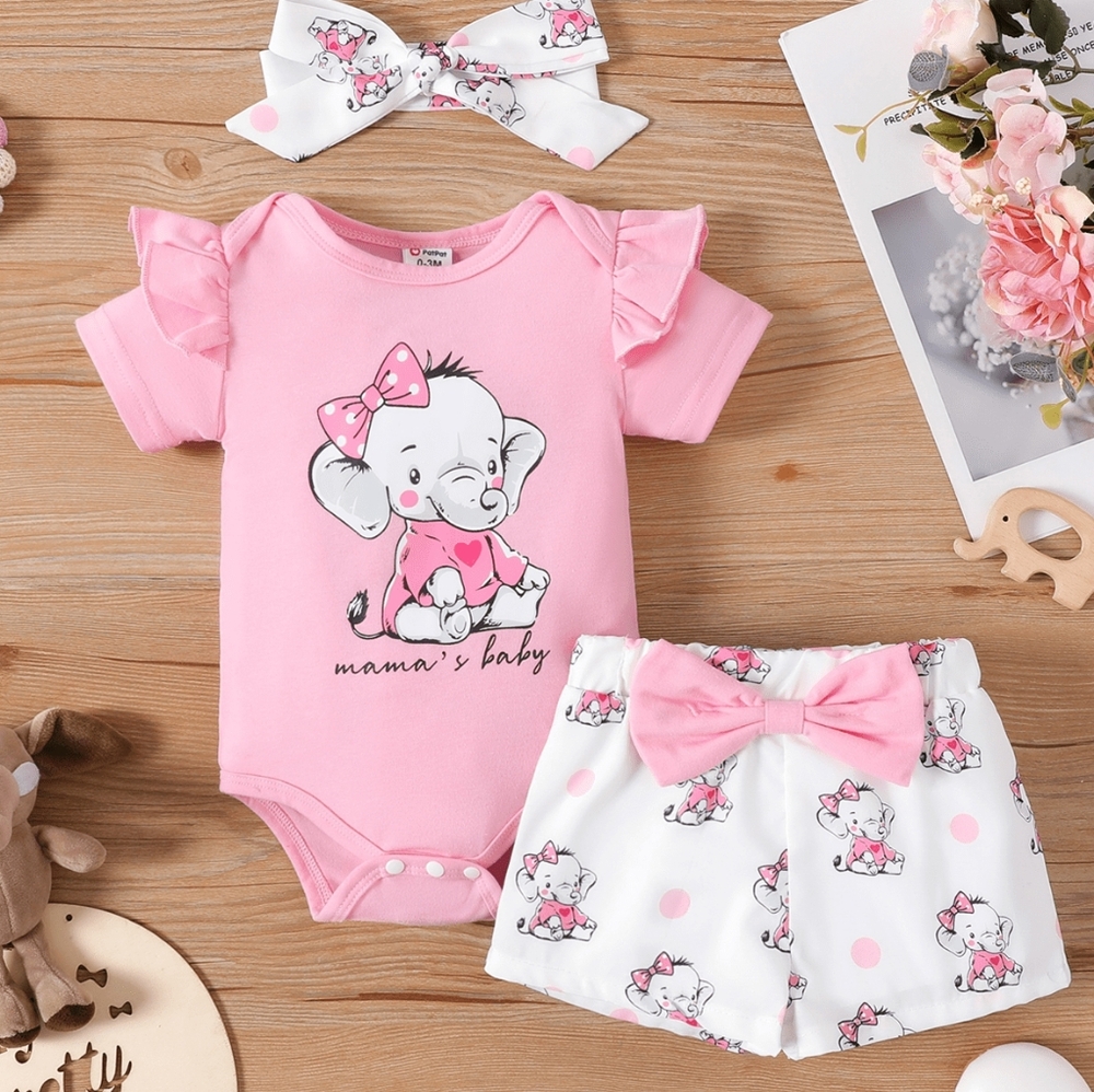 Pink Baby Onesie and Shorts Set